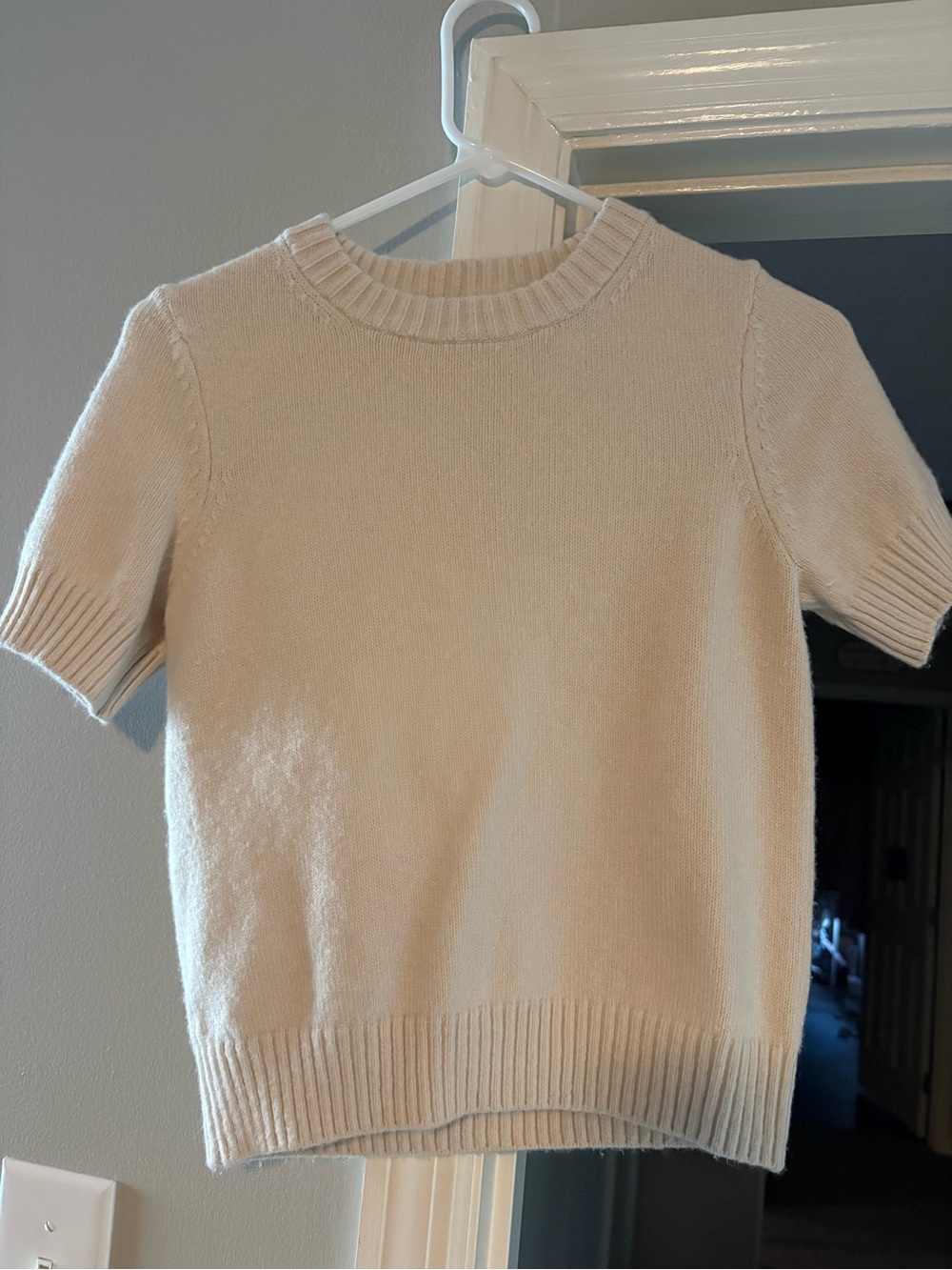 H&M Women’s Short-Sleeve Crewneck Sweater in Cream